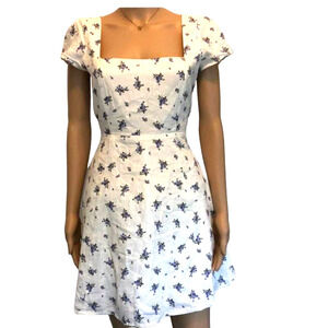 Forever 21 Linen Blend Floral Sexy Open Back Square Neck Summer Dress Women S